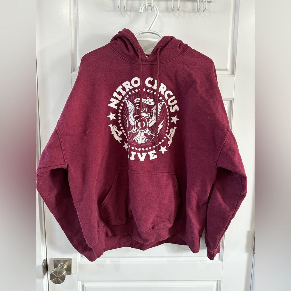 Live Maroon Graphic Hoodie Sweatshirt